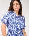 Shop Women's Nebulas Blue & White All Over Printed Relaxed Fit Shirt Dress