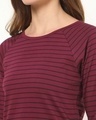 Shop Women's Not So Wine Stripe Raglan Full Sleeve T-shirt