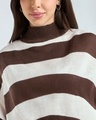 Shop Women's Off White & Brown Striped Oversized Crop Sweater