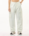 Shop Women's Off White Oversized Cargo Parachute Pants-Front