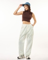 Shop Women's Off White Oversized Cargo Parachute Pants-Full