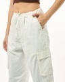 Shop Women's Off White Oversized Cargo Parachute Pants