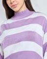 Shop Women's White & Purple Striped Oversized Crop Sweater