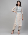 Shop Women's Off White Screen Print Straight Kurta-Full