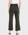 Shop Women's Olive Cotton Flared Trousers-Design