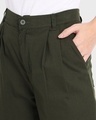 Shop Women's Olive Cotton Flared Trousers