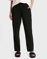 Shop Women's Olive Cotton Straight Trousers-Front