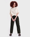 Shop Women's Olive Cotton Straight Trousers-Full