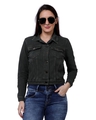 Shop Women's Olive Denim Jacket-Front