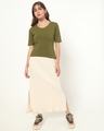 Shop Women's Olive Elbow Sleeve Scoop Neck T-shirt-Full