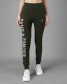Shop Women's Olive Fame & Famous Typography Skinny Fit Joggers-Front