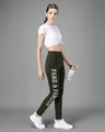 Shop Women's Olive Fame & Famous Typography Skinny Fit Joggers-Full