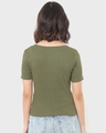 Shop Women's Olive Front Cross Slim Fit Top-Design