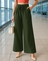 Shop Women's Olive Green Korean Pants-Front