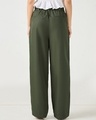 Shop Women's Olive Green Oversized Korean Pants-Design