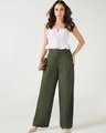 Shop Women's Olive Green Oversized Korean Pants-Full