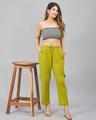 Shop Women's Olive Green Relaxed Fit Casual Pants-Full