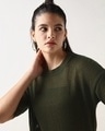 Shop Women's Olive Green Textured Slim Fit Short Top