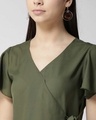 Shop Women's Olive Green Solid Wrap Top