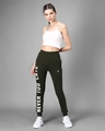 Shop Women's Olive Never Too Late Typography Skinny Fit Joggers-Full