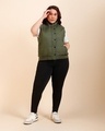 Shop Women's Olive Plus Size Sleeveless Puffer Jacket-Full