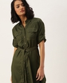 Shop Women's Olive Rayon Dress-Front