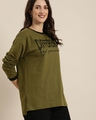 Shop Women's Olive Typographic Oversized T-Shirt-Design