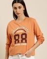 Shop Women's Orange 88 Typography Oversized T-shirt-Front