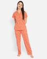 Shop Women's Orange All Over Donut Printed Nightsuit-Front