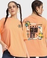 Shop Women's Orange Anti Gravity Minion Graphic Printed Oversized T-shirt-Front