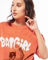 Shop Women's Orange Bat Girl Graphic Printed Oversized Acid Wash T-shirt