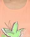 Shop Women's Orange Bird Graphic Printed Cotton T-shirt & Shorts Set