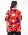 Shop Women's Orange & Blue All Over Printed Oversized T-shirt-Full