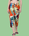 Shop Women's Orange & Blue All Over Printed Rayon Capris-Front