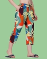 Shop Women's Orange & Blue All Over Printed Rayon Capris-Full