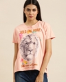 Shop Women's Orange Bold and Brave Typography Oversized T-shirt-Front