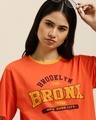 Shop Women's Orange Bronx Typography Oversized T-shirt-Front
