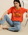 Shop Women's Orange Bronx Typography Oversized T-shirt-Full
