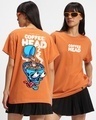 Shop Women's Orange Coffee Head Graphic Printed Boyfriend T-shirt-Front