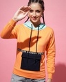 Shop Women's Orange Color Block Hooded Sweatshirt-Front