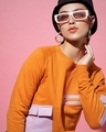 Shop Women's Orange Color Block Sweatshirt