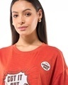 Shop Women's Orange Cut It Out Graphic Printed Oversized T-shirt