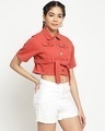 Shop Women's Orange Denim Cropped Jacket-Design