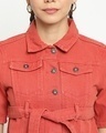 Shop Women's Orange Denim Cropped Jacket