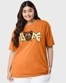 Shop Women's Orange Dope Bear Graphic Printed Oversized Plus Size T-shirt-Front