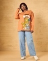 Shop Women's Orange Dramatic Garfield Graphic Printed Oversized Plus Size T-shirt-Full