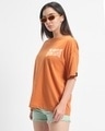 Shop Women's Orange DS Siblings Oversized Graphic Printed T-shirt-Full