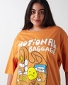 Shop Women's Orange Emotional Baggage Graphic Printed Oversized Plus Size T-shirt