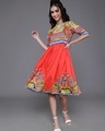Shop Women's Orange Ethnic Motif Printed Kaftan Kurta-Front