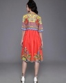 Shop Women's Orange Ethnic Motif Printed Kaftan Kurta-Full
